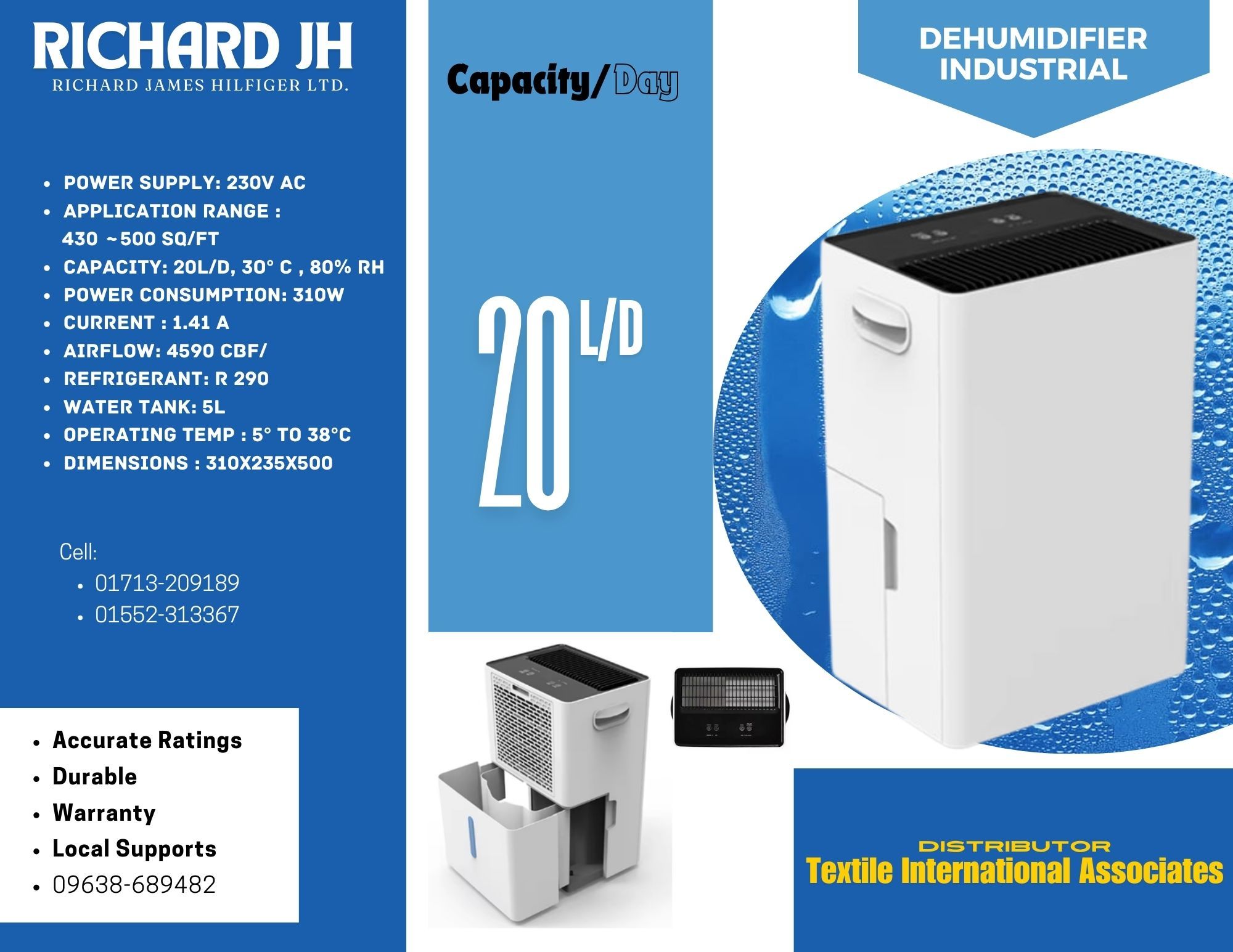 Dehumidifier 20L/Day Richard JH